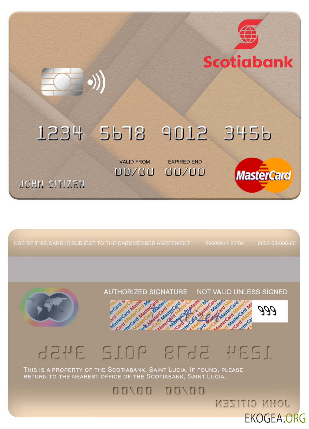 Carte Mastercard de la Banque Scotia de Sainte Lucie